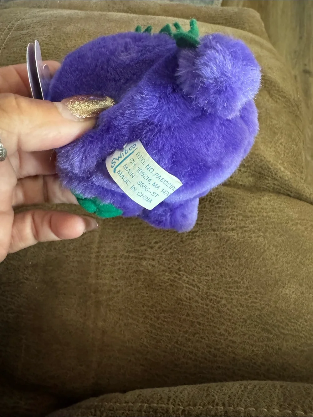 Purple Plush Dinosaur Small Pet Toy